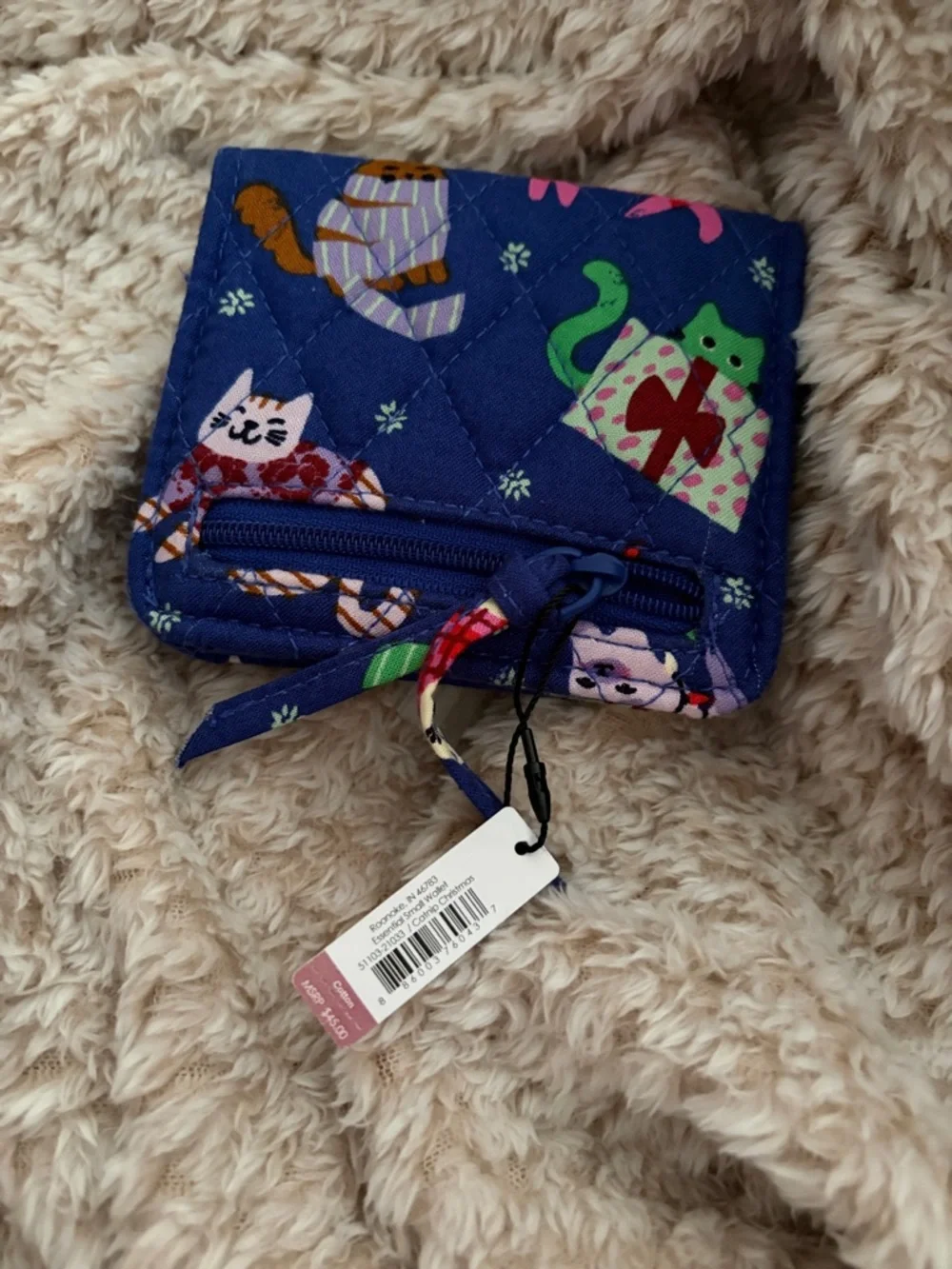 Vera Bradley Navy Quilted Cat Pattern Wallet - Picture 2 of 3